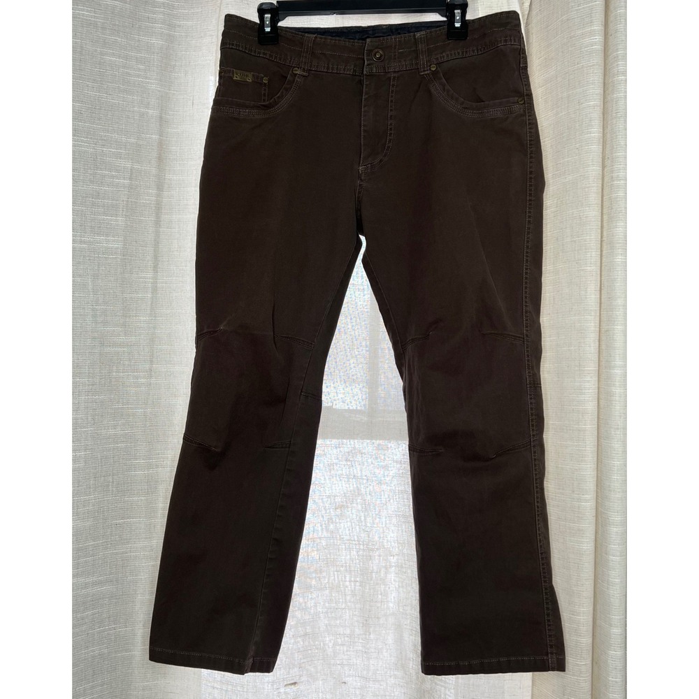 Kuhl Kanvus Jeans Utility Canvas Vintage Patina Dye Dark Brown Mens Size 34 x 28